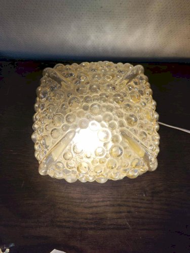 Lampe en verre bullé ambré lampe murale ou lampe à poser