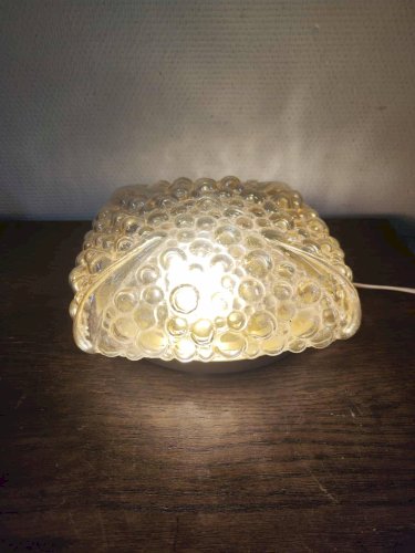 Lampe en verre bullé ambré lampe murale ou lampe à poser