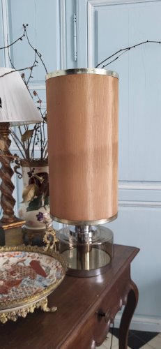 Lampe en verre fumé années 70