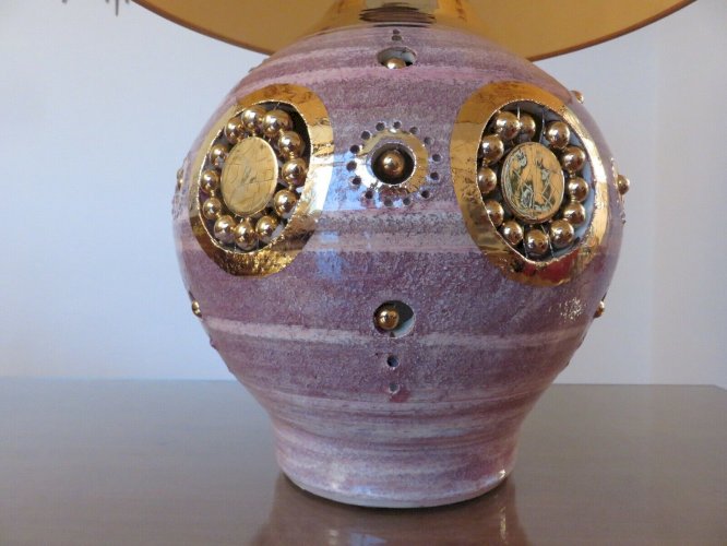 LAMPE GEORGES PELLETIER LA ROUE VALLAURIS SIGNEE.