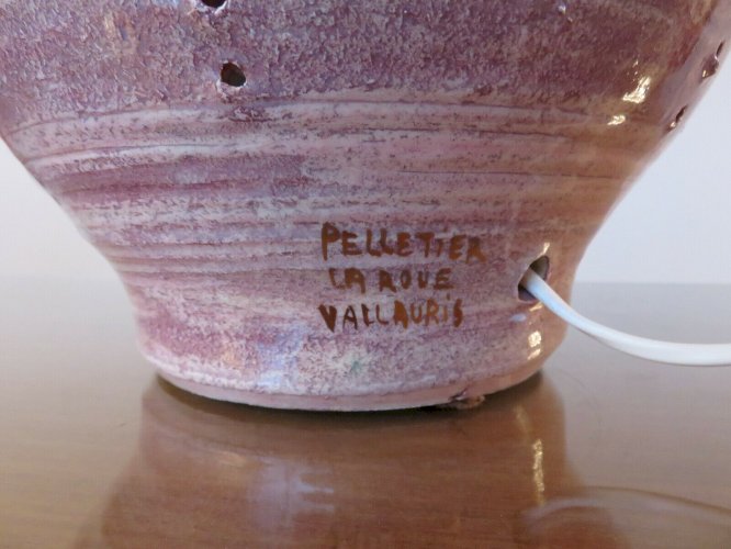 LAMPE GEORGES PELLETIER LA ROUE VALLAURIS SIGNEE.