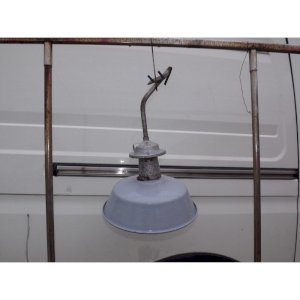Industrial lamp in gray enamelled sheet metal