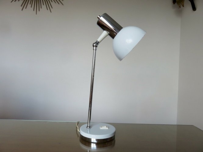 LAMPE ITALIENNE ARTICULEE METAL LAQUE ET METAL CHROME ANNEES 70 VINTAGE 