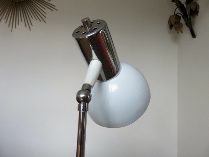 LAMPE ITALIENNE ARTICULEE METAL LAQUE ET METAL CHROME ANNEES 70 VINTAGE 