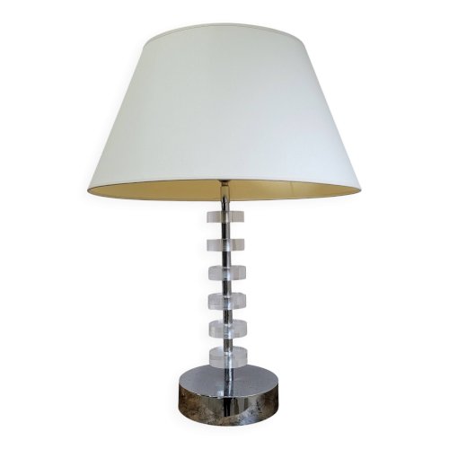 Lampe moderniste en plexiglas et chrome XXe