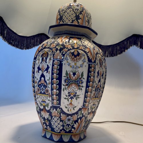 Lampe Monumentale en Faïence de Rouen – 83 cm de Majesté Bleue Faïence Luxe