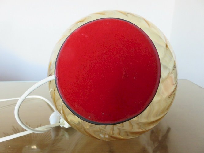 LAMPE  OEUF  EN VERRE DE MURANO AMBRE DORE ANNEES 60