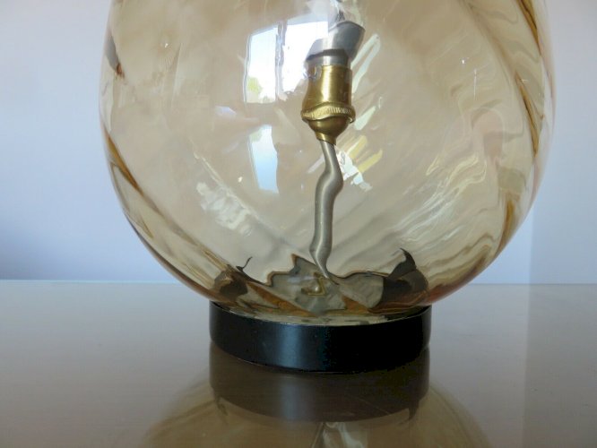LAMPE  OEUF  EN VERRE DE MURANO AMBRE DORE ANNEES 60