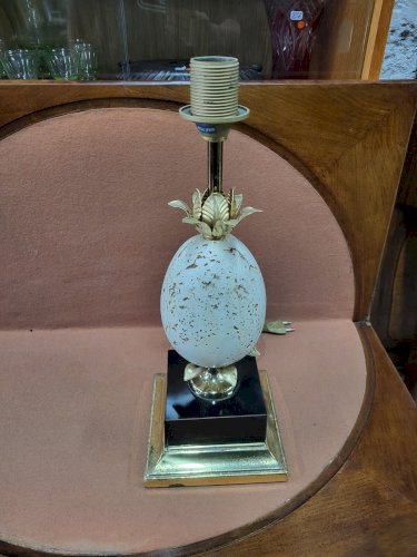 LAMPE OXFORD EN TRAVERTIN LAITON ET STRATIFIE