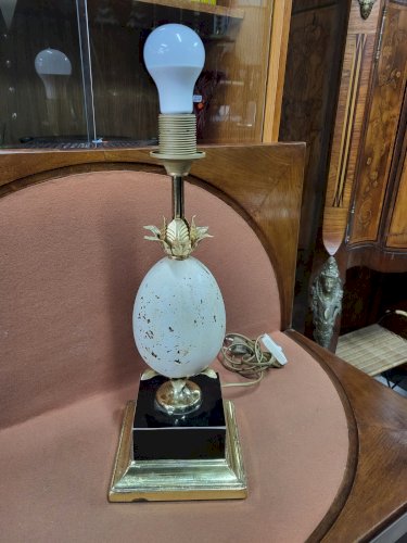 LAMPE OXFORD EN TRAVERTIN LAITON ET STRATIFIE
