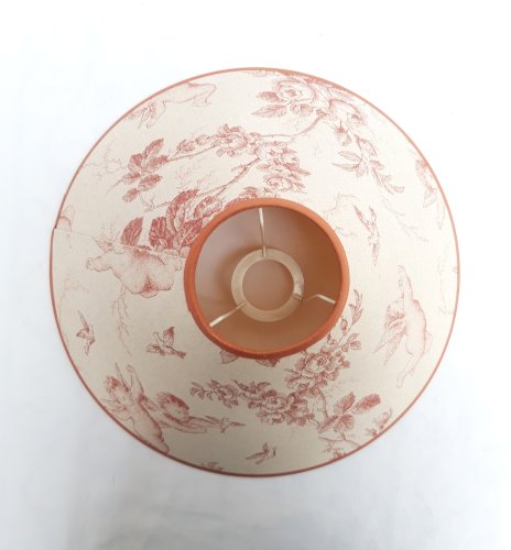 Lampe pied bronze doré 19ème toile de Jouy aux putti