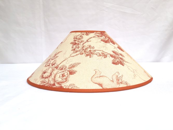 Lampe pied bronze doré 19ème toile de Jouy aux putti