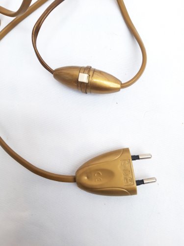 Lampe pied bronze doré 19ème toile de Jouy aux putti