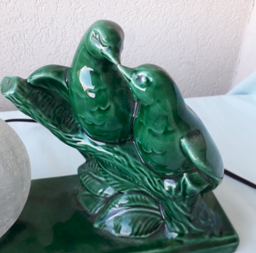 Lampe pigeons en céramique