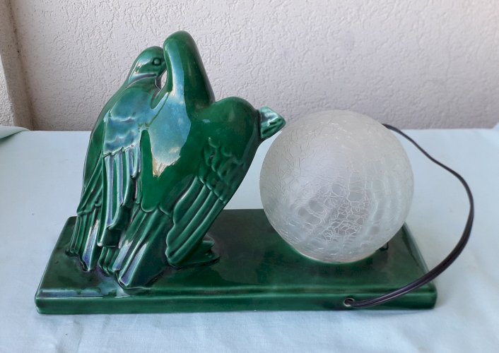 Lampe pigeons en céramique