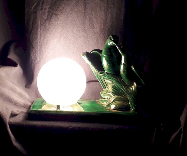 Lampe pigeons en céramique
