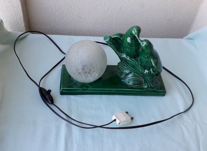 Lampe pigeons en céramique