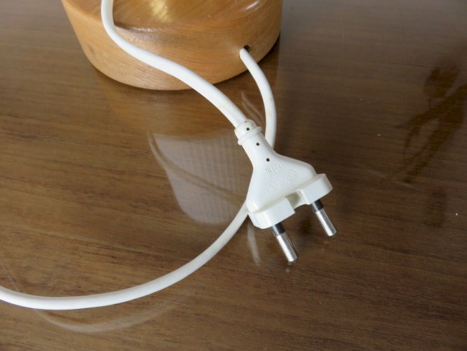 LAMPE SCANDINAVE EN BOIS, LAITON ET VERRE GAUFRE ANNEES 70 VINTAGE
