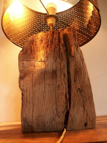 Lampe sur poutre en chêne ancienne