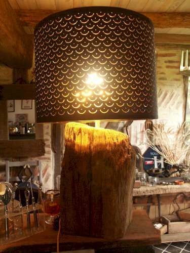Lampe sur poutre en chêne ancienne