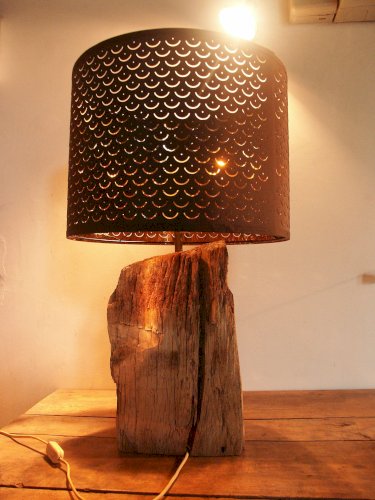 Lampe sur poutre en chêne ancienne
