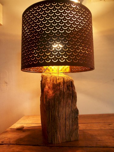 Lampe sur poutre en chêne ancienne