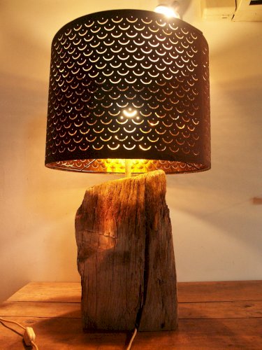 Lampe sur poutre en chêne ancienne