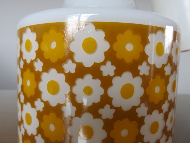 LAMPE SUSPENSION OPALINE MOTIF FLORAL TYPIQUE ANNEES 60 70 VINTAGE