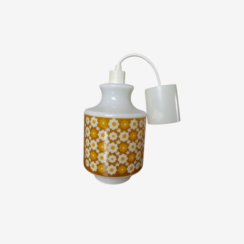 LAMPE SUSPENSION OPALINE MOTIF FLORAL TYPIQUE ANNEES 60 70 VINTAGE