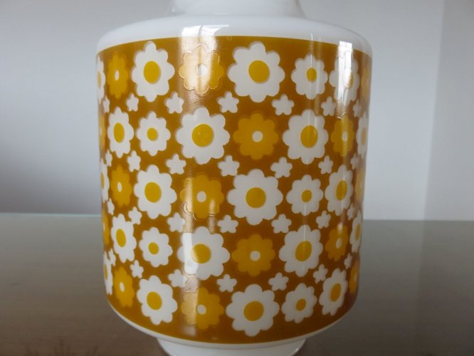 LAMPE SUSPENSION OPALINE MOTIF FLORAL TYPIQUE ANNEES 60 70 VINTAGE