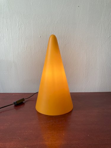 Lampe Teepee en verre Jaune orangé, années 1980-1990