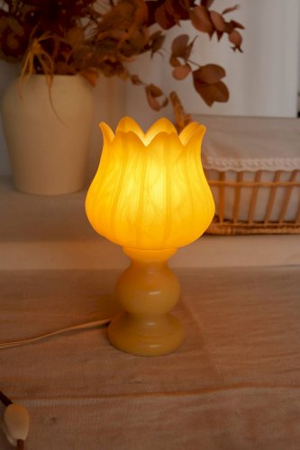 Lampe tulipe en albâtre à poser vintage