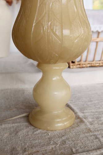 Lampe tulipe en albâtre à poser vintage