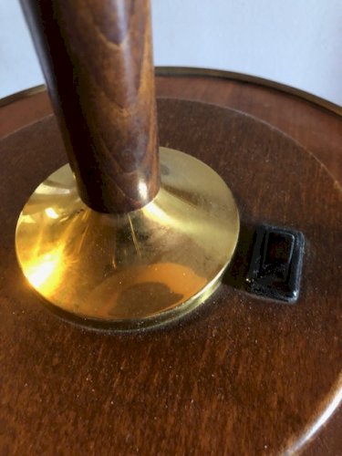lampe Unilux en bois et laiton années 50