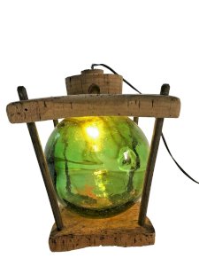 lampe veilleuse liège et verre fumé vintage bord de mer déco tendance nature