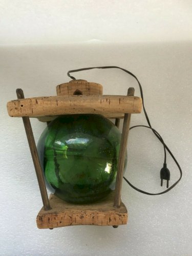 lampe veilleuse liège et verre fumé vintage bord de mer déco tendance nature