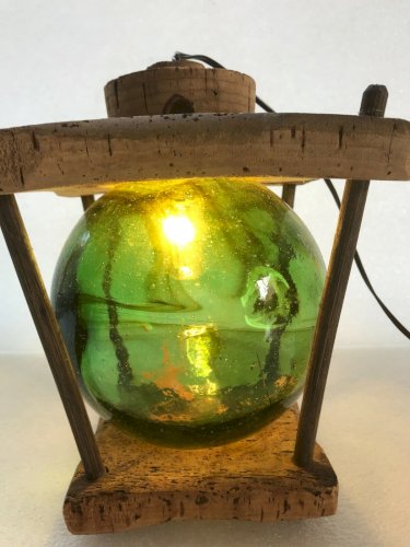 lampe veilleuse liège et verre fumé vintage bord de mer déco tendance nature