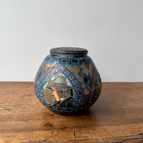 Lampe veilleuse Paul Fouillen Quimper en verre peint XXe M3560