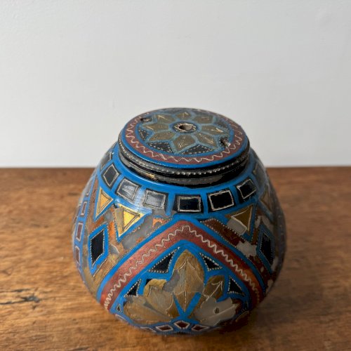 Lampe veilleuse Paul Fouillen Quimper en verre peint XXe M3560