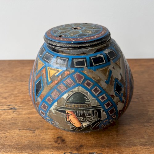 Lampe veilleuse Paul Fouillen Quimper en verre peint XXe M3560