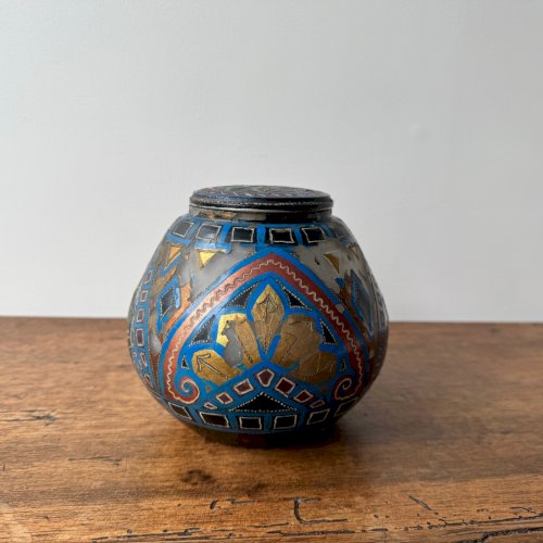 Lampe veilleuse Paul Fouillen Quimper en verre peint XXe M3560