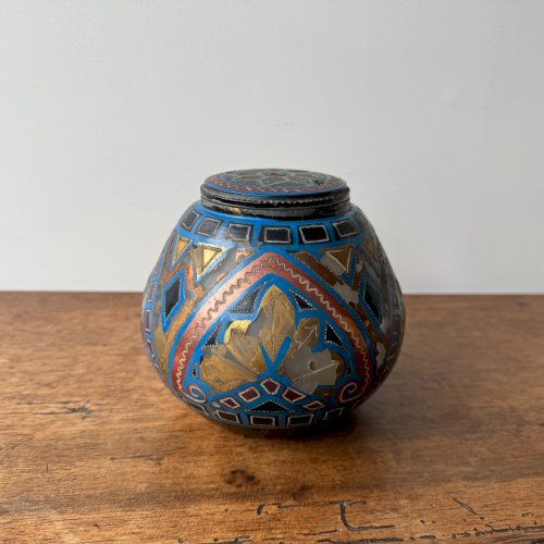 Lampe veilleuse Paul Fouillen Quimper en verre peint XXe M3560