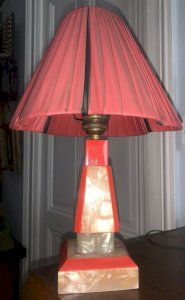 lampe veilleuse vintage 1940's 1950's bakélite galalithe rouge marbré fonctionne