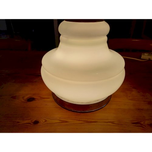 Lampe Vintage des Années 70 Opaline Blanche