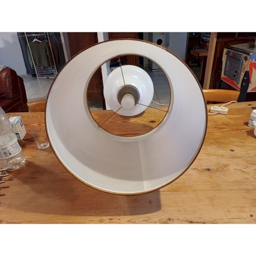 Lampe Vintage des Années 70 Opaline Blanche