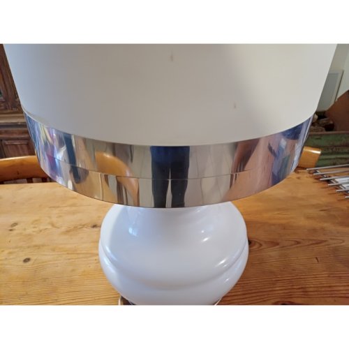 Lampe Vintage des Années 70 Opaline Blanche