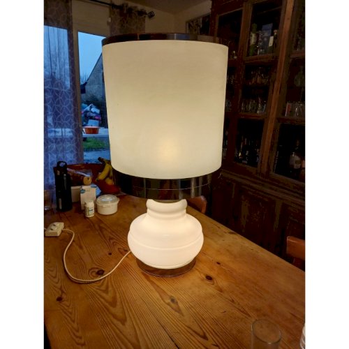 Lampe Vintage des Années 70 Opaline Blanche