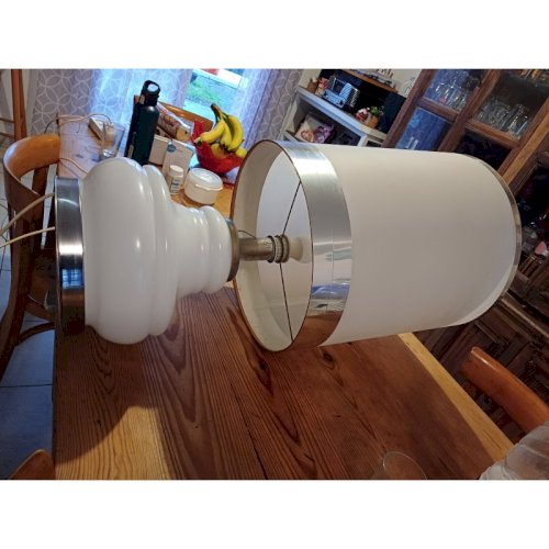 Lampe Vintage des Années 70 Opaline Blanche