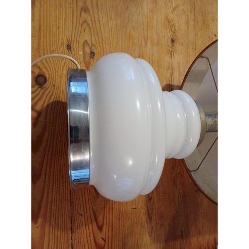 Lampe Vintage des Années 70 Opaline Blanche