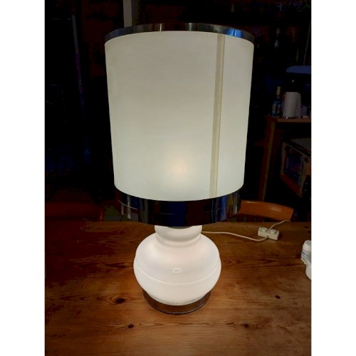 Lampe Vintage des Années 70 Opaline Blanche